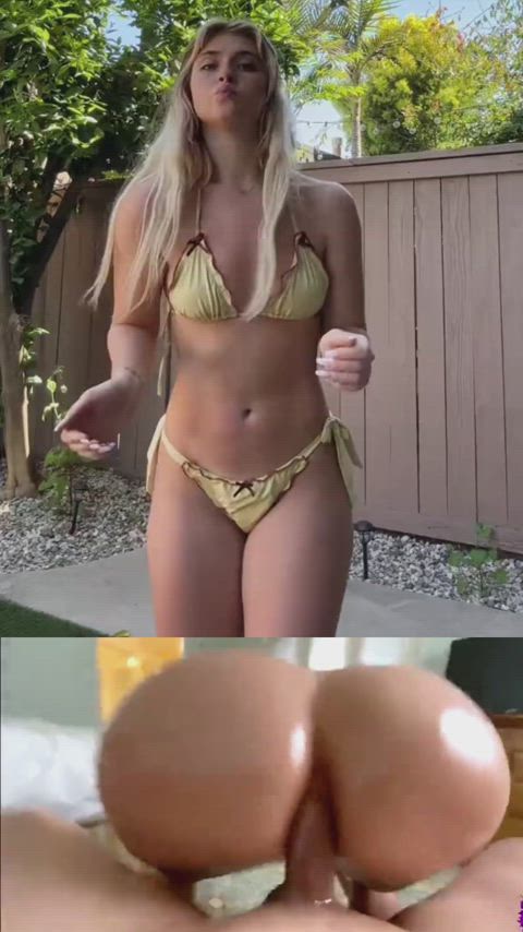 ass babecock blonde dancing split screen porn tiktok gif
