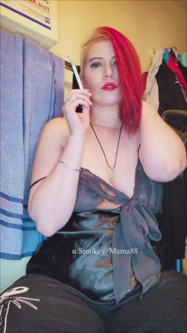 boobs milf smoking strip gif