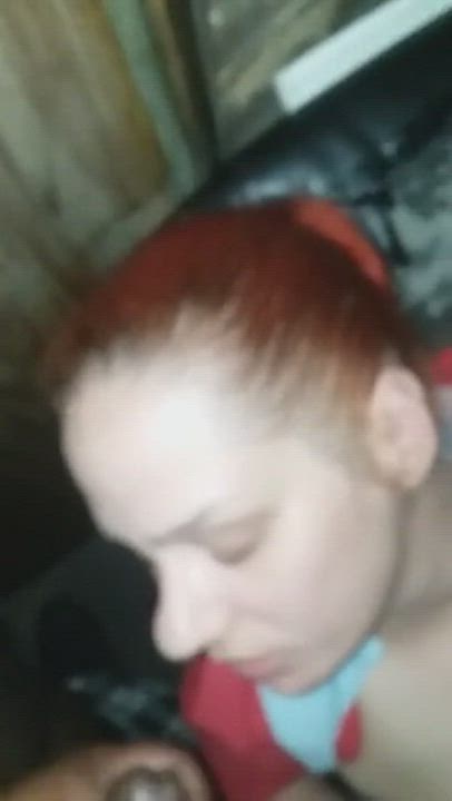 Amateur Cumshot Facial Redhead gif