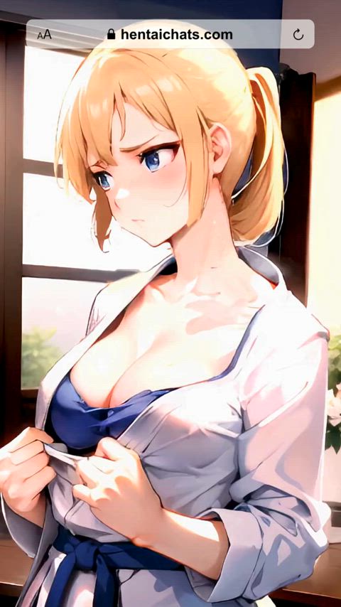 big tits blonde groping hentai gif
