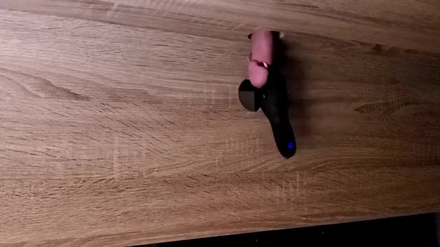 Slow motion under desk cumshot