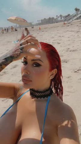 big tits boobs busty fake boobs fake tits huge tits latina redhead gif
