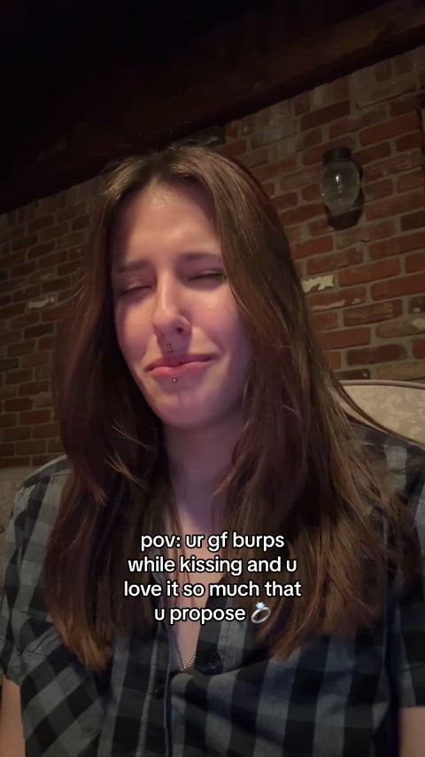 brunette dirty talk fetish lips tongue burping gif