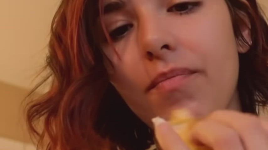 asmr brunette lick gif