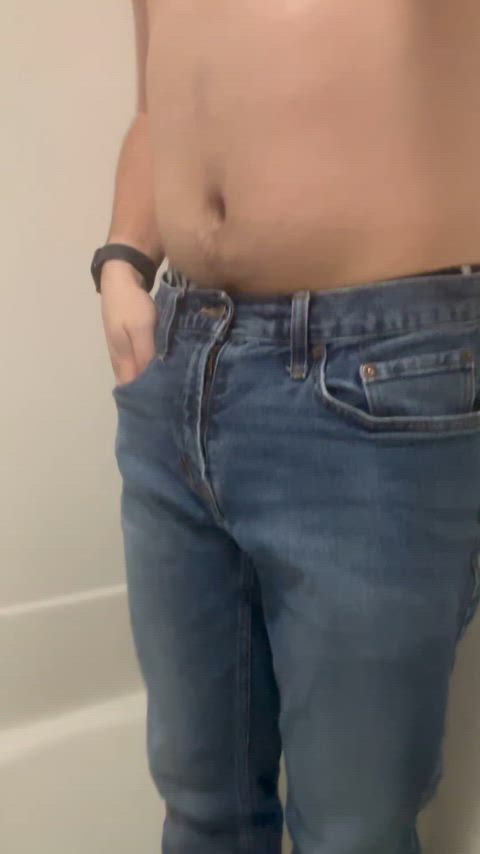 Teen desperately pisses jeans