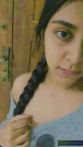 desi petite selfie strip gif