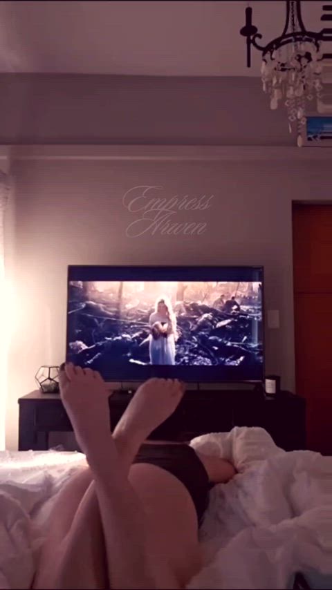 Your view while I ignore you and watch Rings of Power 🏹🤎
