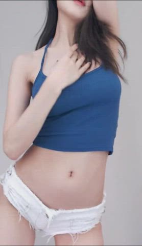 BJ Seoa - White Shorts Blue Top Tease