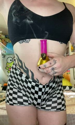 alt smoking tattoo tease trans gif