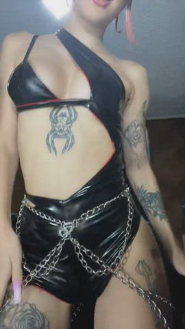 Argentinian Body Boobs Brunette Dominatrix Leather Perky Petite Thick gif