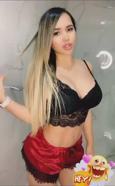 Red satin shorts