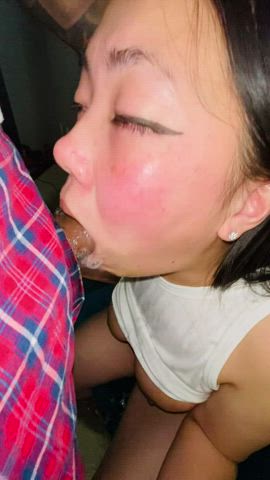 Asian BWC Cumshot Deepthroat Facial Messy Sloppy Spit Throat Fuck gif