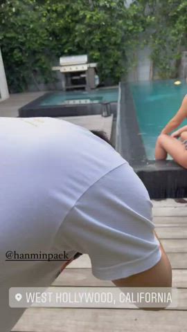 Blonde Model Pool gif