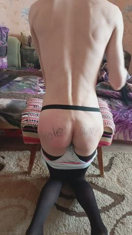 chastity sissy spanking stockings gif