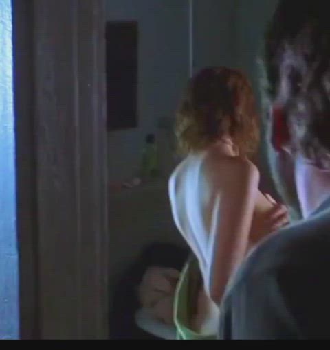 bathroom big tits blonde celebrity hand bra scarlett johansson sideboob towel wet