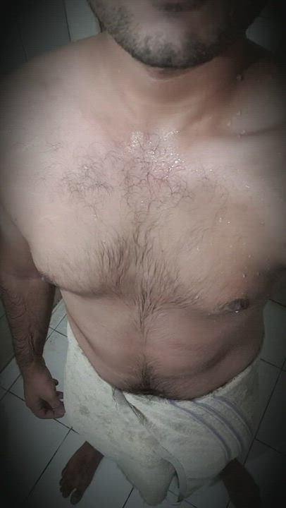 Cock Shower Towel Uncut gif