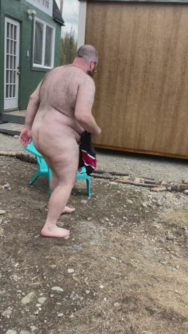 After a bath went out and sat in my chair to dry off and smoke some, hehe got wifey