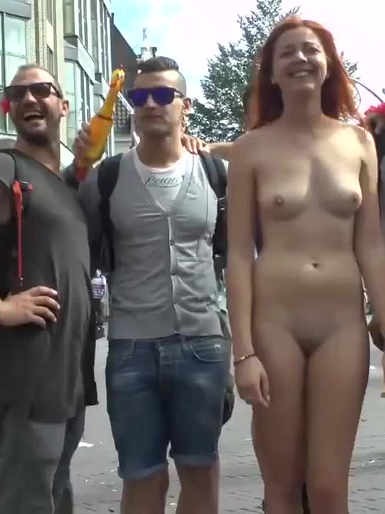 Posing with strangers