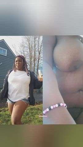 amateur bouncing chubby curvy ebony huge tits smoking thighs r/ddlg gif