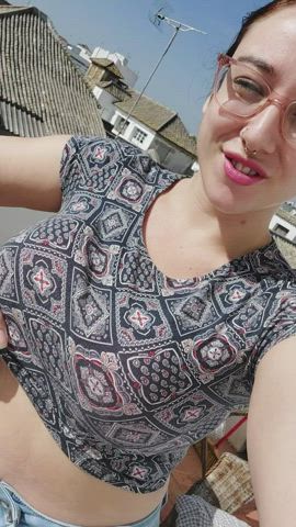 balcony boobies all the way from Barcelona!