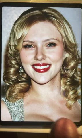 blonde celebrity cock cum cumshot facial milf scarlett johansson tribute gif