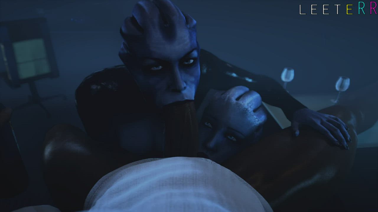 Alien Animation Daughter Double Blowjob Mom gif