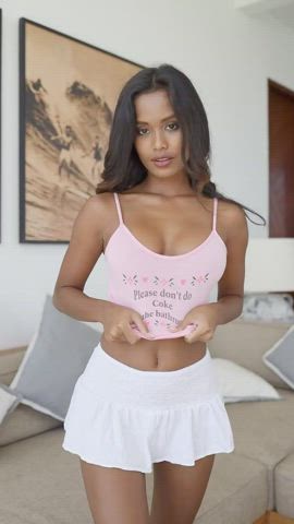 Putri Cinta - Small Tits Tiny Petite Skinny Asian - Stripping Out Of Her Tank Top