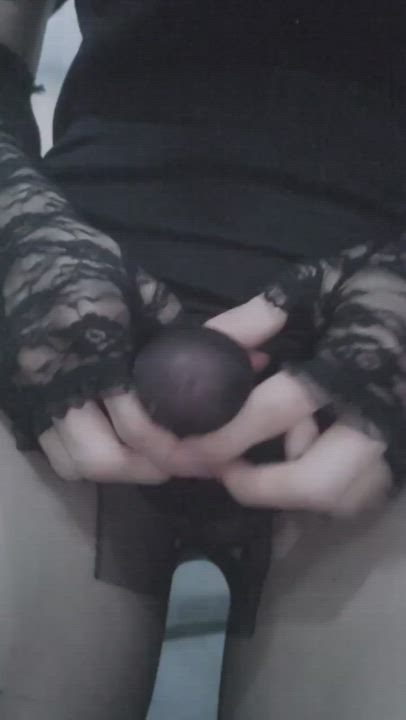 Crossdressing Cum Little Dick Sissy gif
