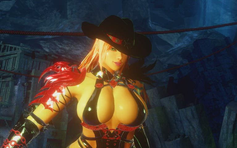 3D Big Tits Bouncing Tits Dancing Freckles Green Eyes Redhead Tattoo Thick gif