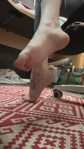 feet feet fetish jeans legs public tattoo tease work gif