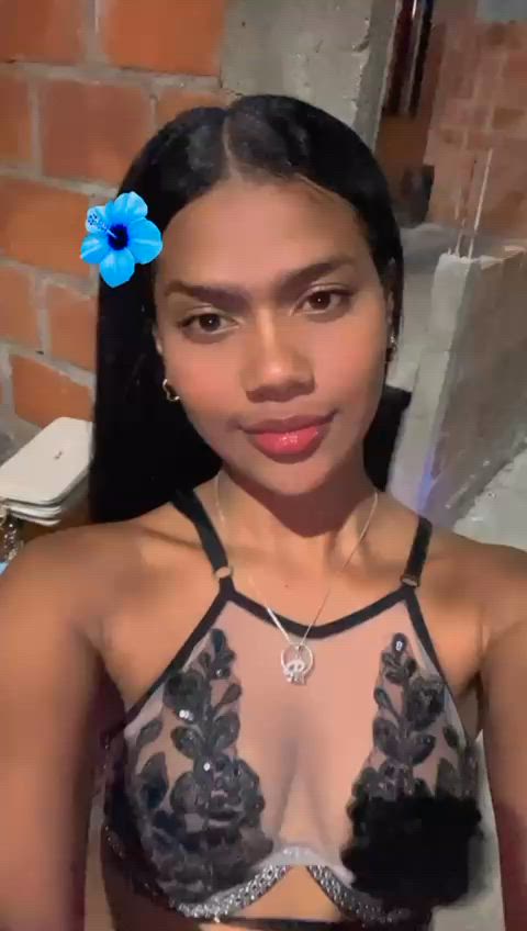 boobs cute ebony latina lingerie petite smile teen tits gif