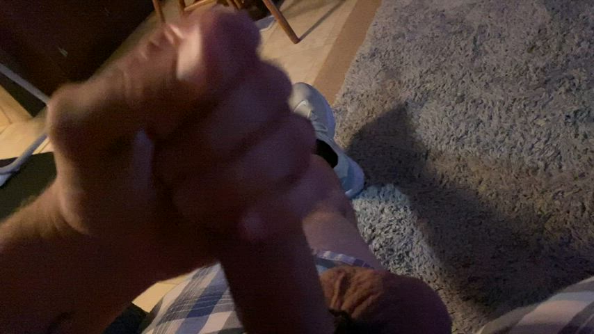 Slowly stroking my cock until it shoots a rope
