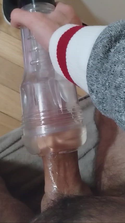 Filling my clear fleshlight