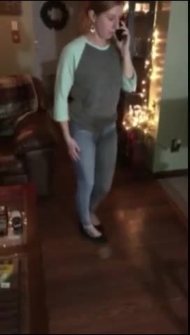 Casually Flooding Jeans while on the Phone