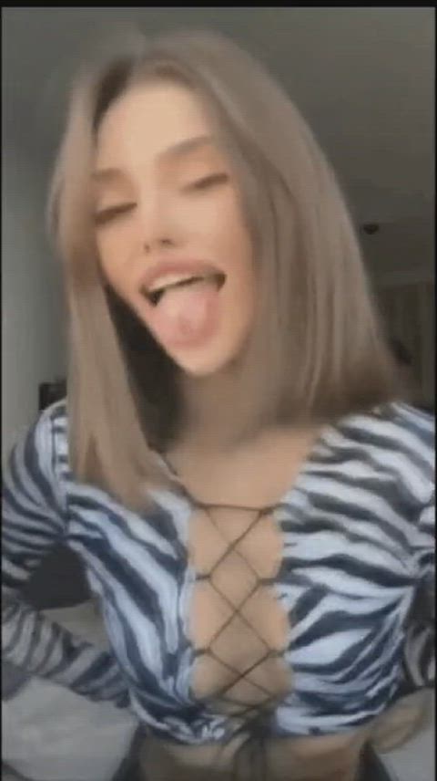 brunette cute dance dancing petite short hair small tits solo tiktok white girl gif