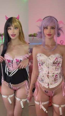ahegao cute twins goth-girls gif