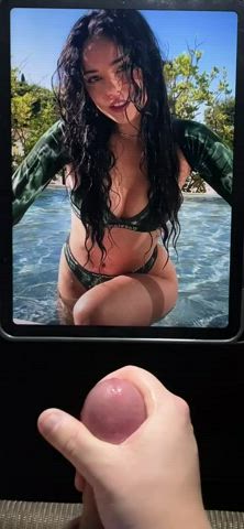 bikini cum cum on tits cumshot edging huge load male masturbation moaning tribbing