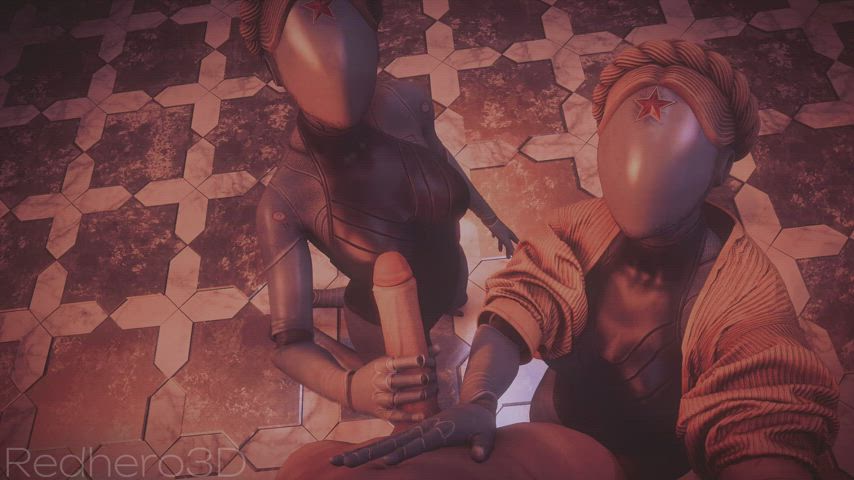 3d blonde cock eye contact handjob masturbating nsfw pov rule34 threesome gif