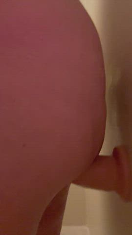 Fucking my ass with a huge dildo with a surprise inside