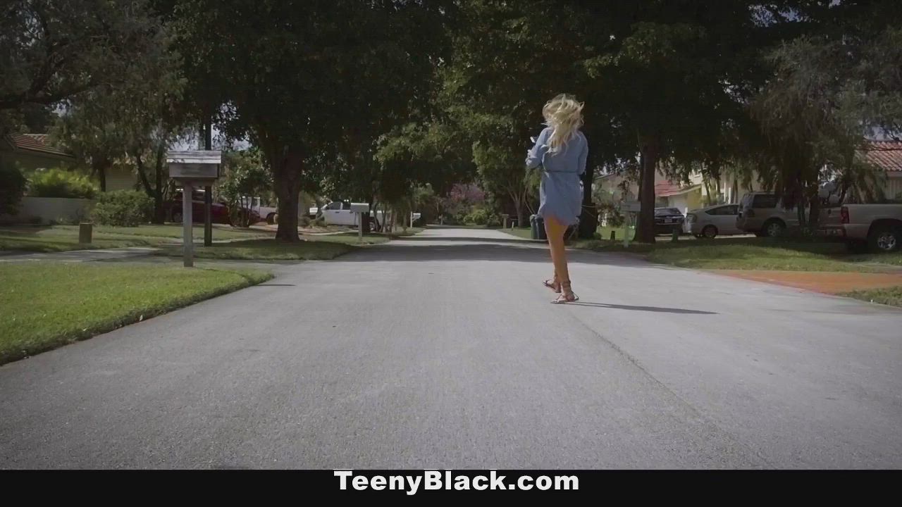 teenyblack - small ebony teen rides hard white cock