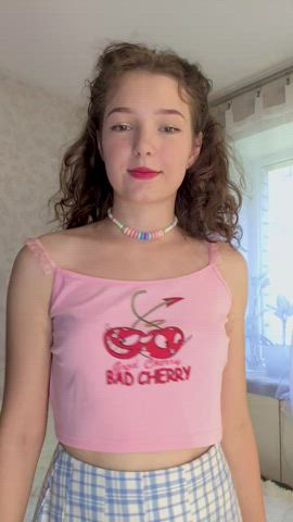 cute petite small tits tits titty drop gif