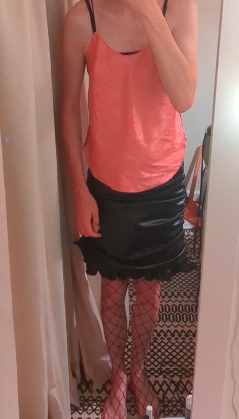 fishnet pink submissive trans non-binary gif