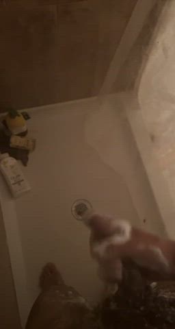bbc big dick cum male masturbation masturbating shower soapy gif