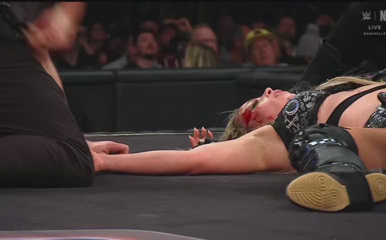 blonde rough wrestling gif