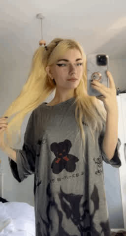 Cute Emo Gamer Girl Nude Pale Perky Petite Pigtails Small Tits gif