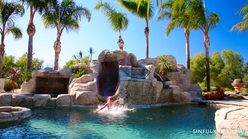 asian big tits bikini goddess outdoor pool scarlett alexis swimming pool gif