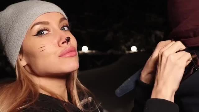 Blowjob Outdoors In Winter. I Warm his Cock with my Mouth and Swallow Cum.