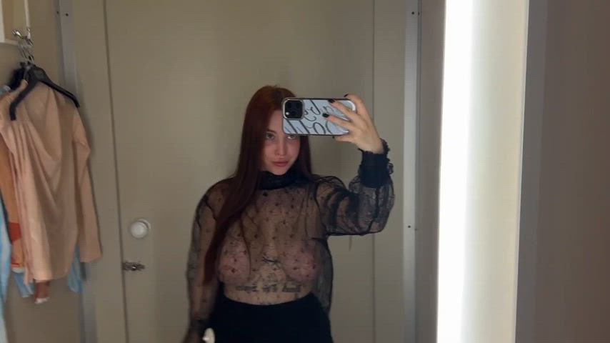 natural tits saggy tits see through clothing sheer clothes tits gif