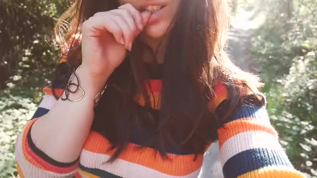 OUTDOOR - Hipster gf gets off in the woods.