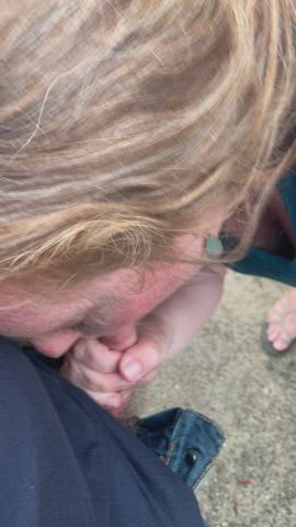 Blowing him on a walk